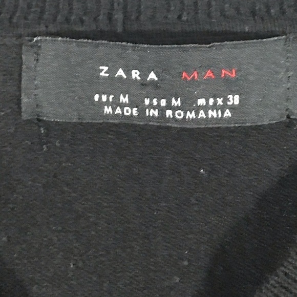 ZARA MAN Argyle V-Neck Black/Gray Sweater size M - Picture 3 of 7